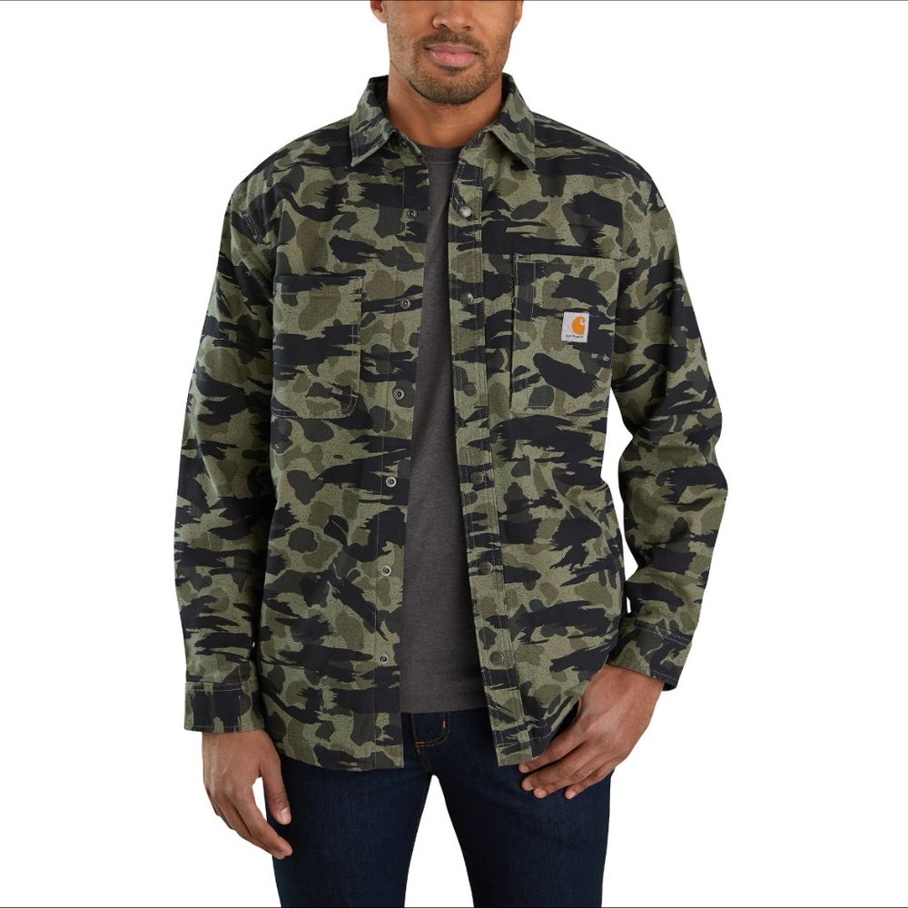Carhartt RUGGED FLEX® CANVAS FLEECE-LINED SNAP-FRONT CAMO JAC Size L LAST ONE!!
